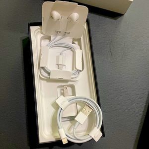 Brand new authentic Apple charger and headphones.